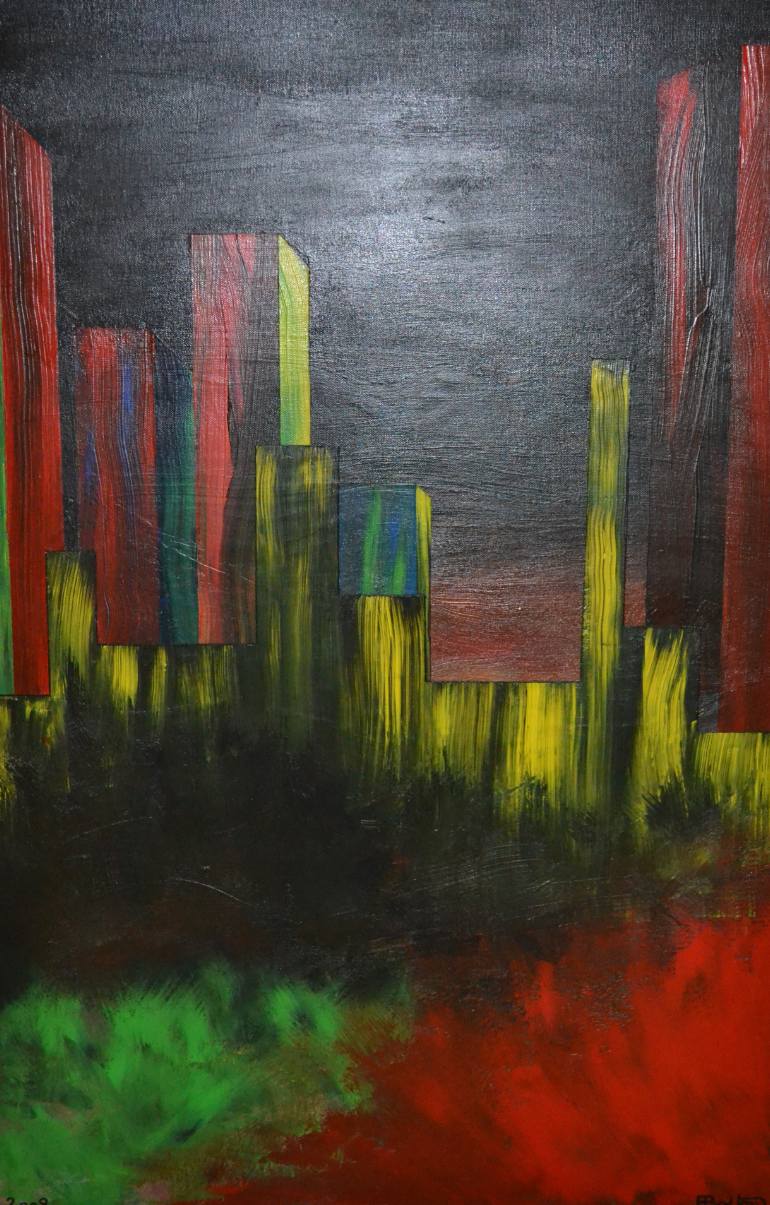 770x1205 Saatchi Art City On Fire Painting By Peter Bolton - City On Fire Painting
