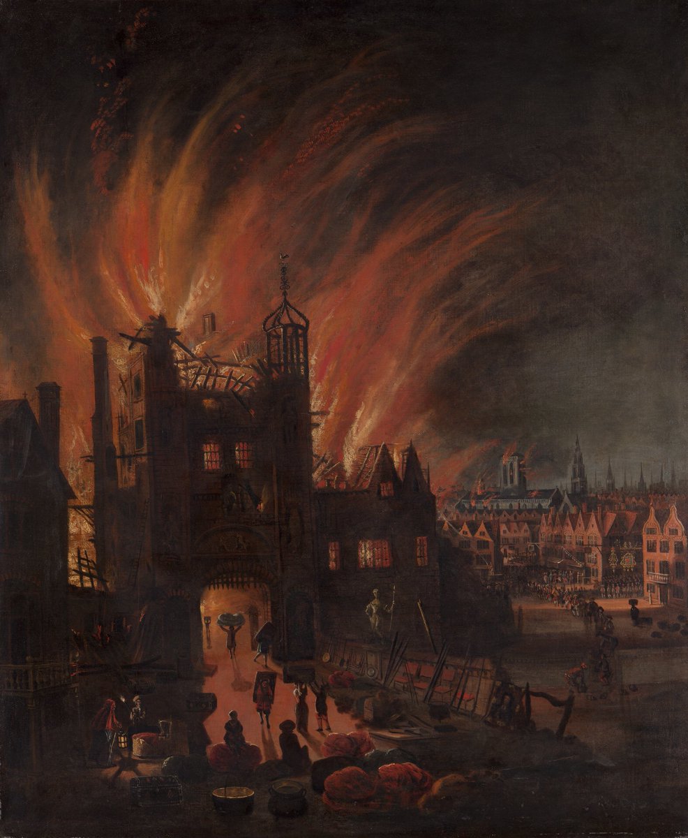 986x1200 Yalebritishart On Twitter The Great Fire Of London Began - City On Fire Painting