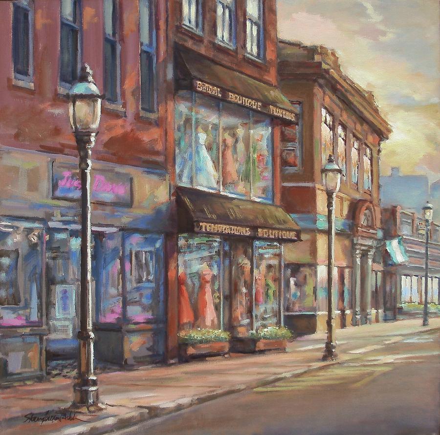 900x890 City Sunset Painting By Sharon Jordan Bahosh - City Painting