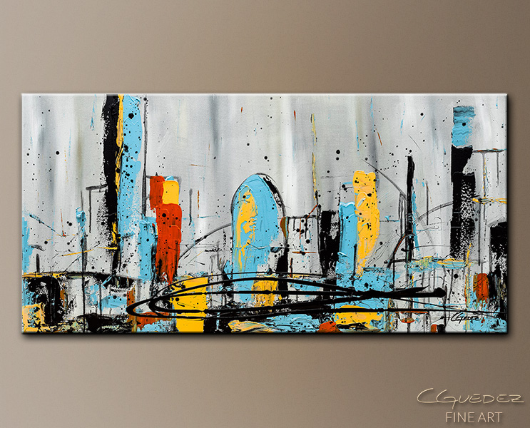 743x600 Cityscape Abstract Art Painting City Limits - City Painting