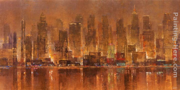 720x360 Michael Longo City Lights Painting Anysize 50% Off - City Painting