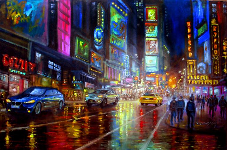 770x511 Saatchi Art New York City Lights 2 Painting By Vishalandra M Dakur - City Painting