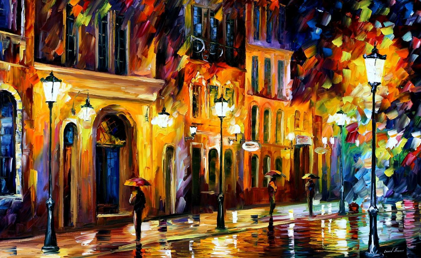 1426x874 When The City Sleeps Palette Knife Oil Painting On Canvas By - City Painting