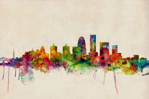 500x333 City Skyline Silhouette In Multicolour Painting - City Silhouette Painting