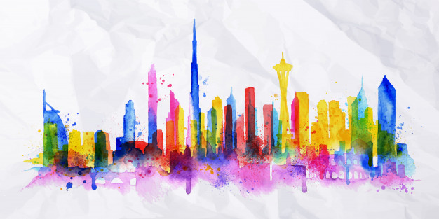 626x313 Silhouette Overlay City Painted Vector Premium Download - City Silhouette Painting