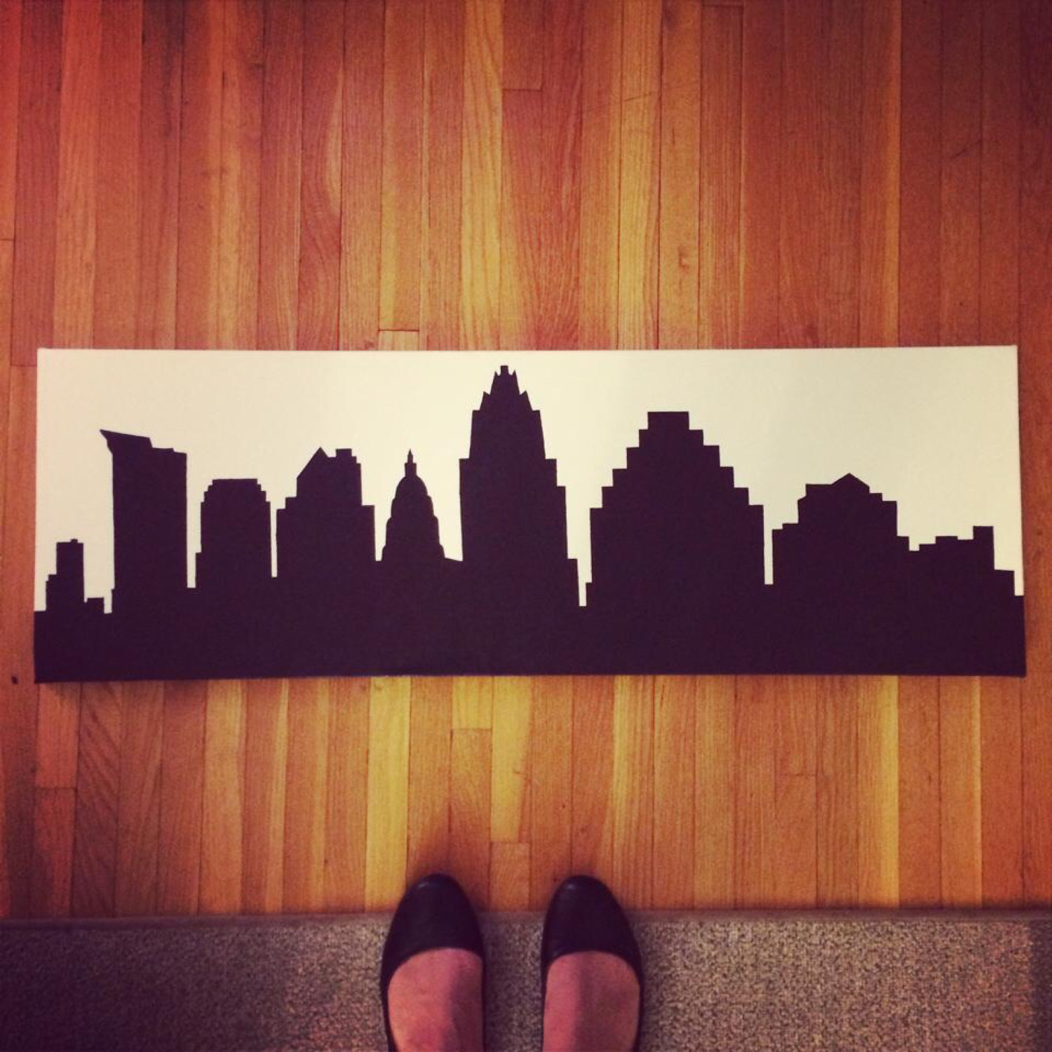 1500x1500 Austin Tx Skyline Silhouette Painting 12 X 36 - City Silhouette Painting