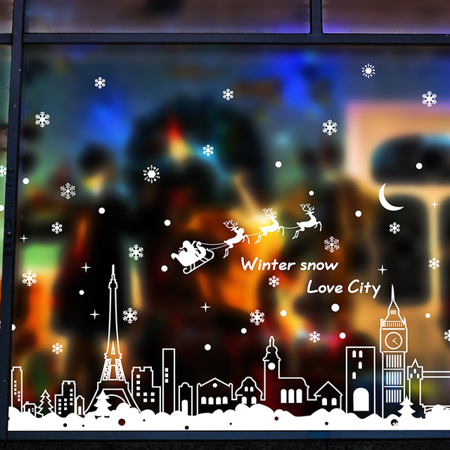 640x640 Christmas Decorations For Home White Beautiful City Silhouette - City Silhouette Painting