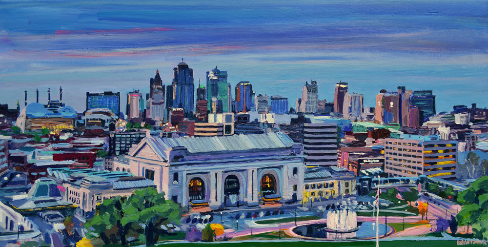 1000x506 Kansas City Skyline Painting - City Skyline Painting