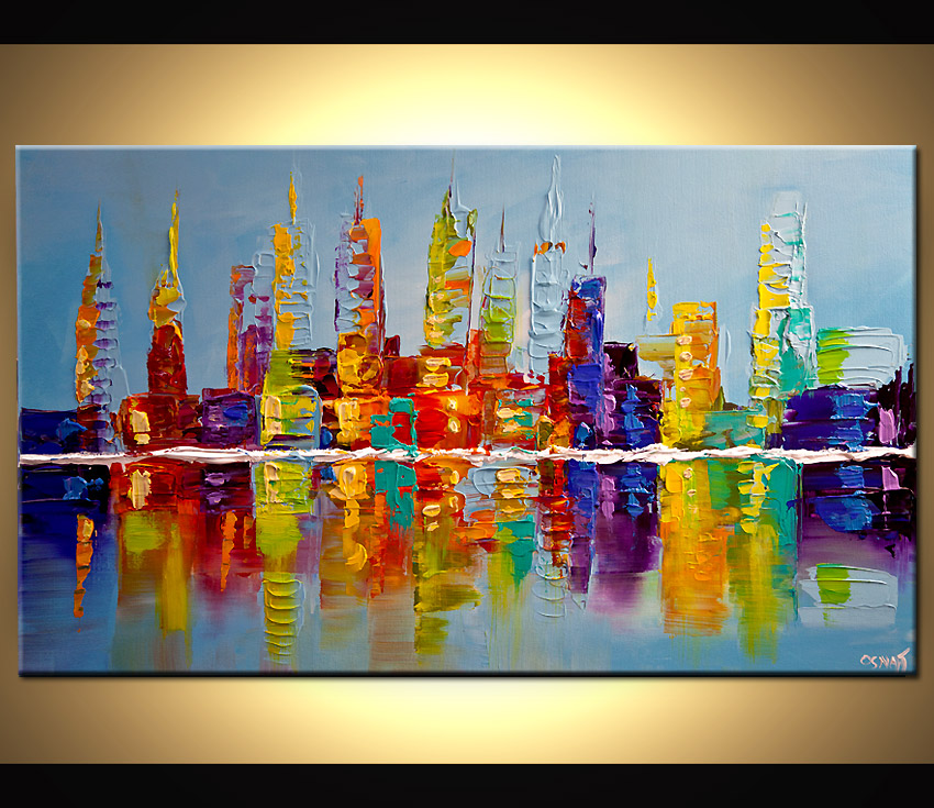 850x735 Painting - City Skyline Painting