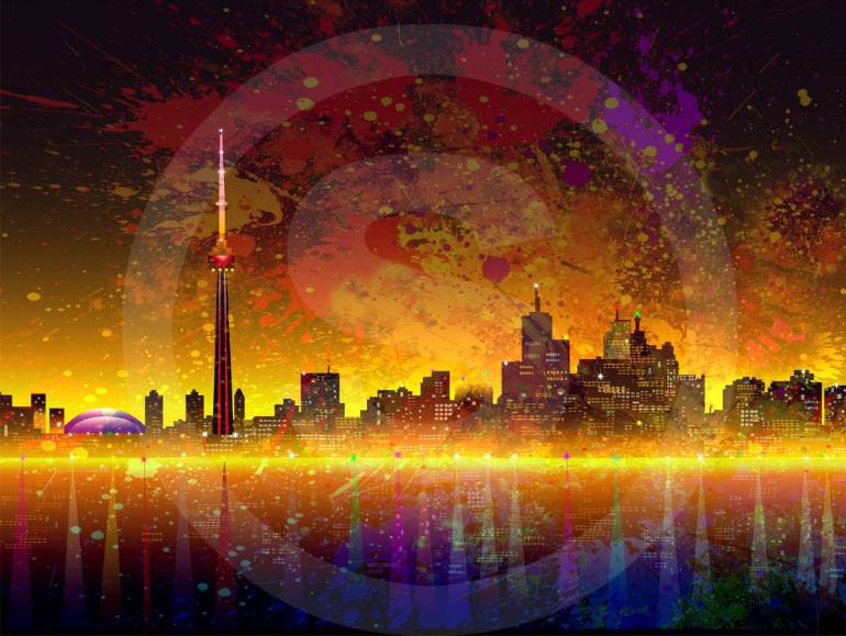770x579 Saatchi Art Splash Toronto City Skyline - City Skyline Painting