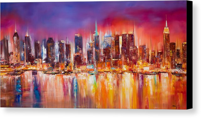 642x378 Vibrant New York City Skyline Canvas Print Canvas Art By Manit - City Skyline Painting