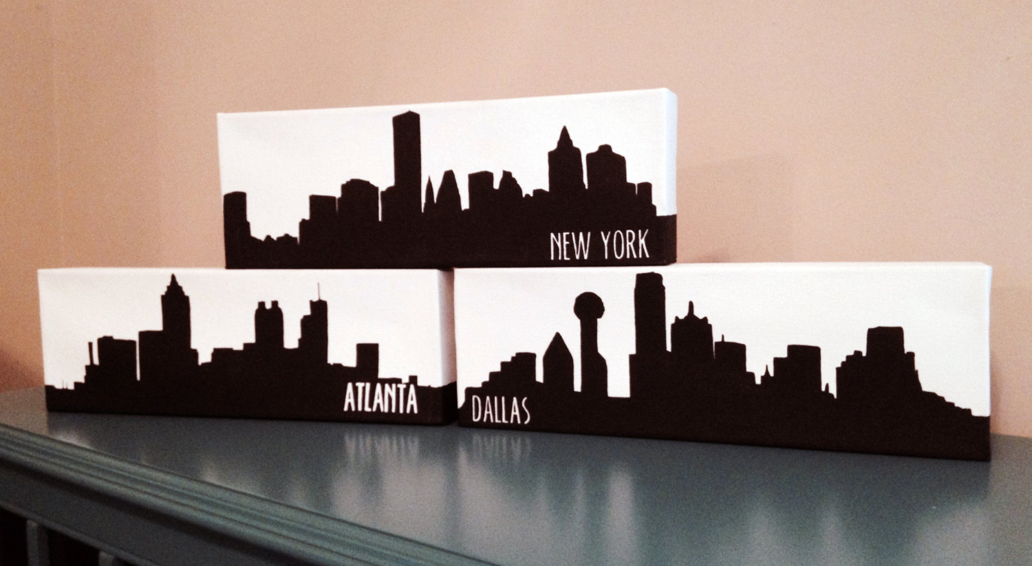 1500x823 City Skyline Canvas Painting Atlanta Boston Chicago - City Skyline Painting
