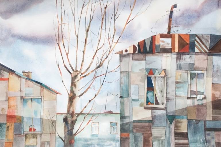 770x513 Saatchi Art Spring In The City. Watercolor. Painting By Maria Zhdan - City Watercolor Painting