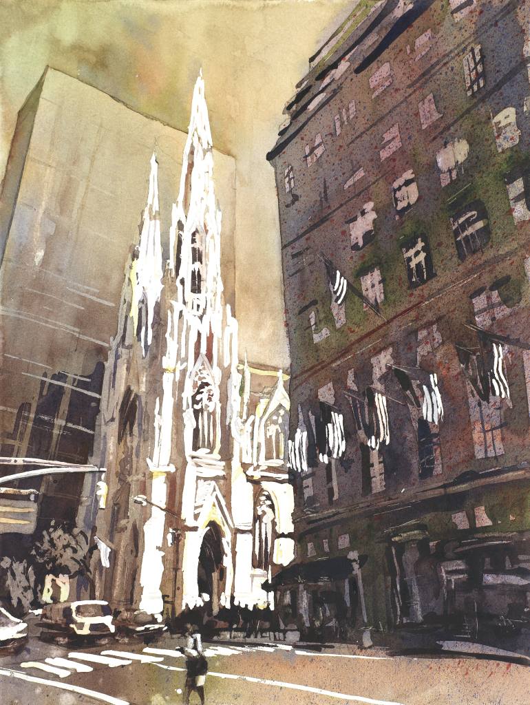 770x1024 Saatchi Art St. Patrick's Cathedral In New York City. Watercolor - City Watercolor Painting
