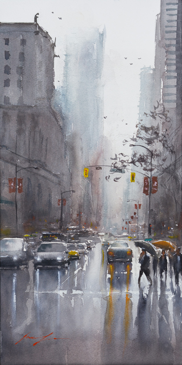 640x1280 Scenery Watercolor - City Watercolor Painting