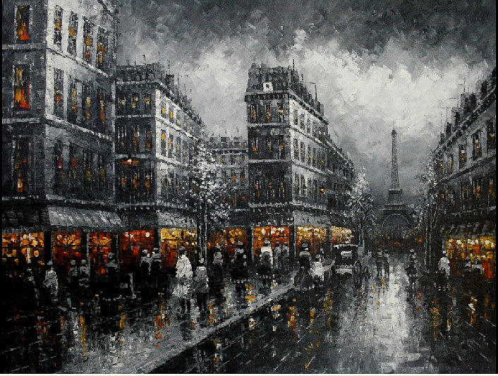 706x533 Effeil Tower France Cityscape Oil Painting Swpr3 Painting By Mark Wu - Cityscape Oil Painting