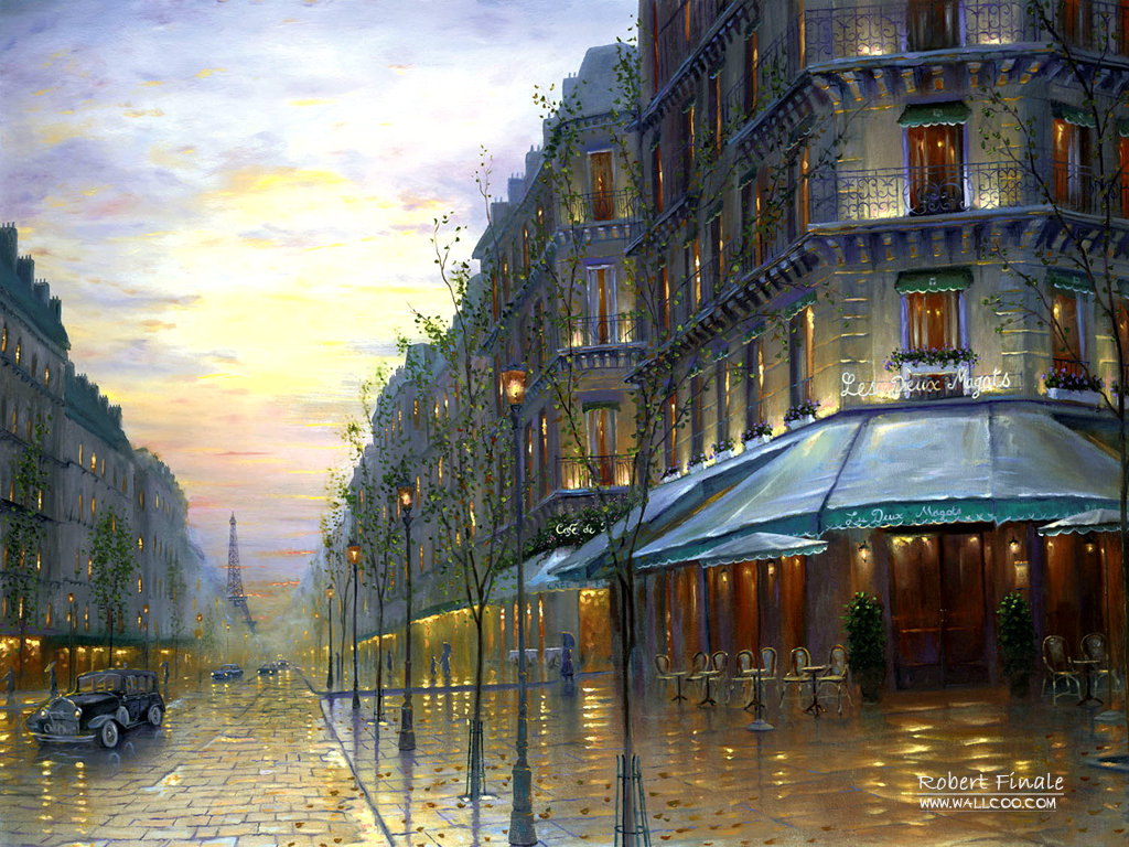 1024x768 Robert Finale Paintings - Cityscape Oil Painting