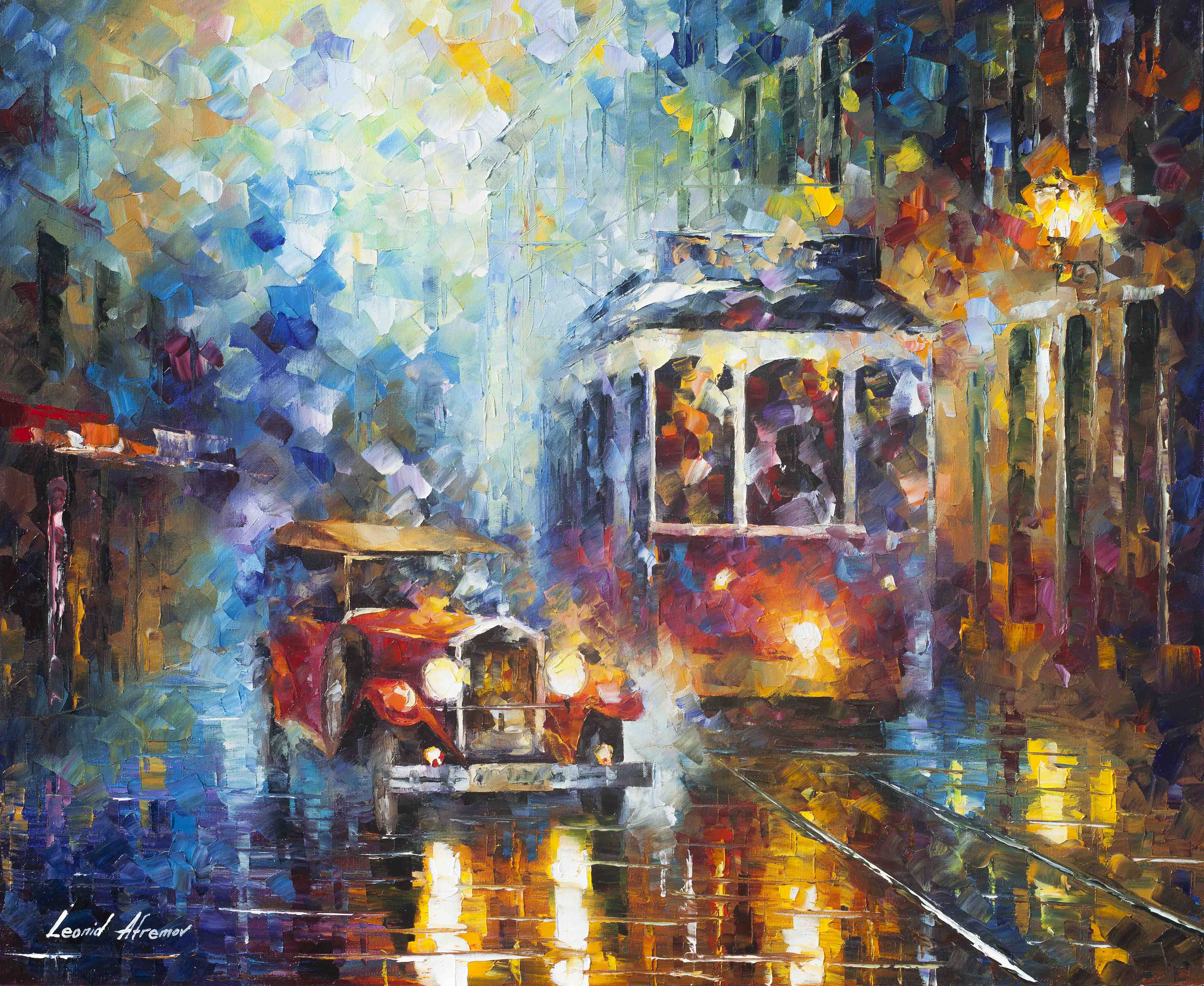 4410x3612 Afremov, Original, Oil, Painting, Palette Knife, Impressionist - Cityscape Oil Painting