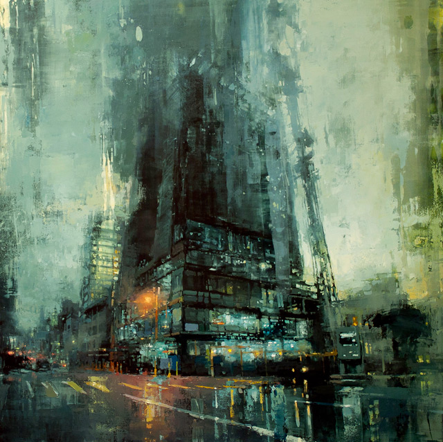 640x639 Brooding Cityscapes Painted With Oils By Jeremy Mann Colossal - Cityscape Oil Painting