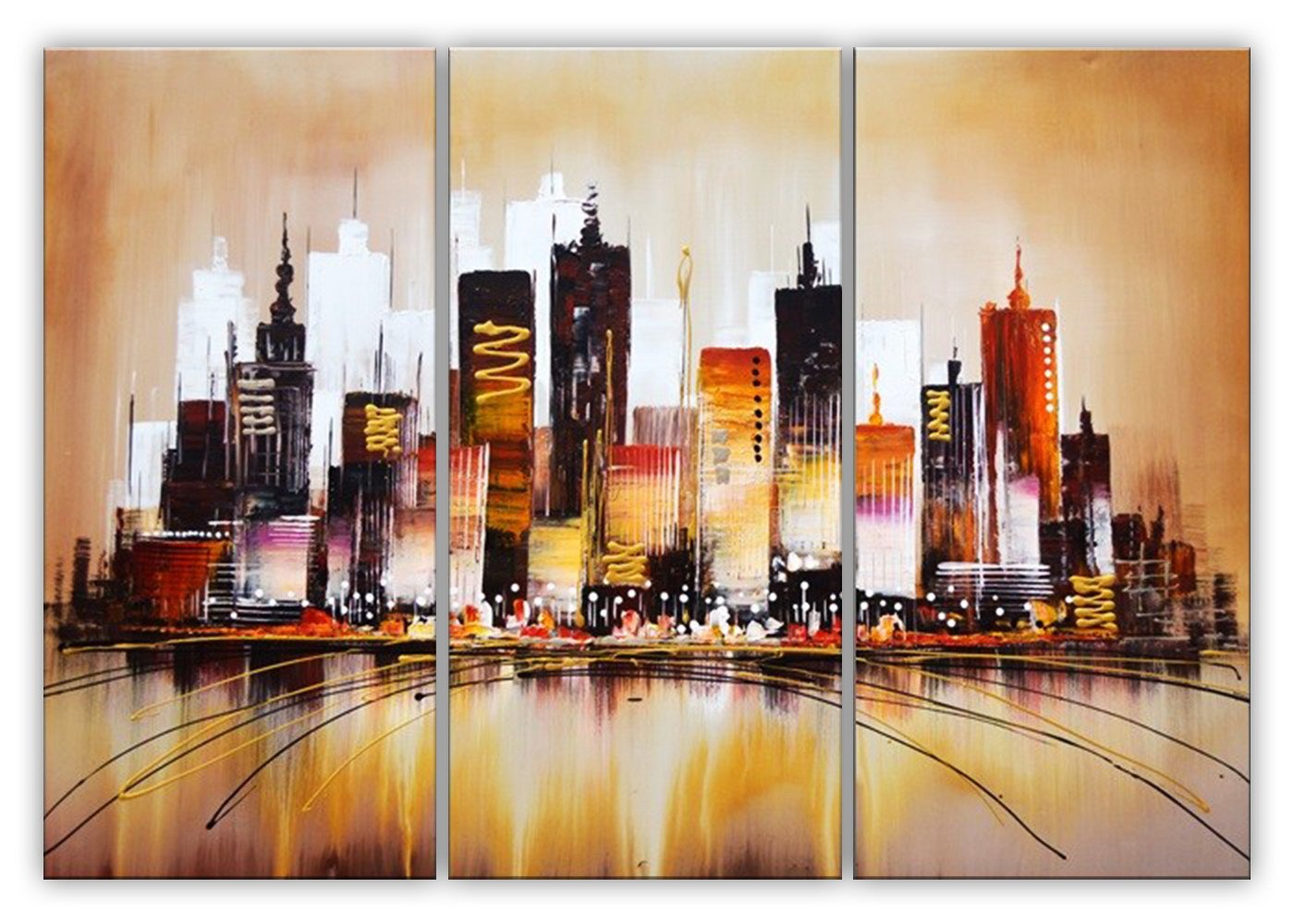 1400x1000 Brown Cityscape Oil Painting 42x32in - Cityscape Oil Painting