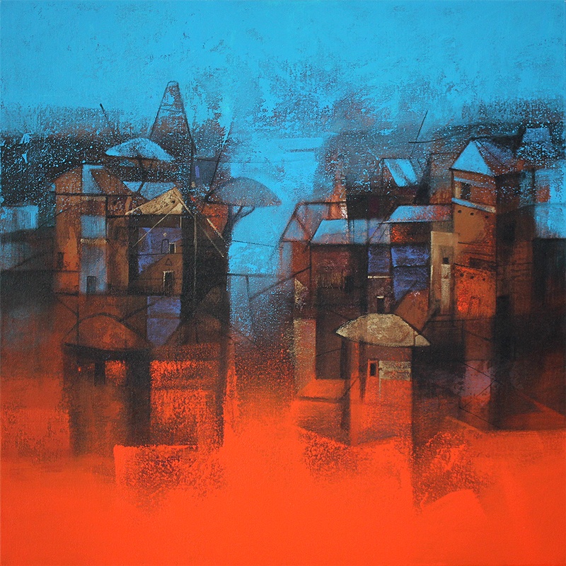 800x800 Cityscape By Artist Sachin Akalekar Cityscape Art Acrylic - Cityscape Painting