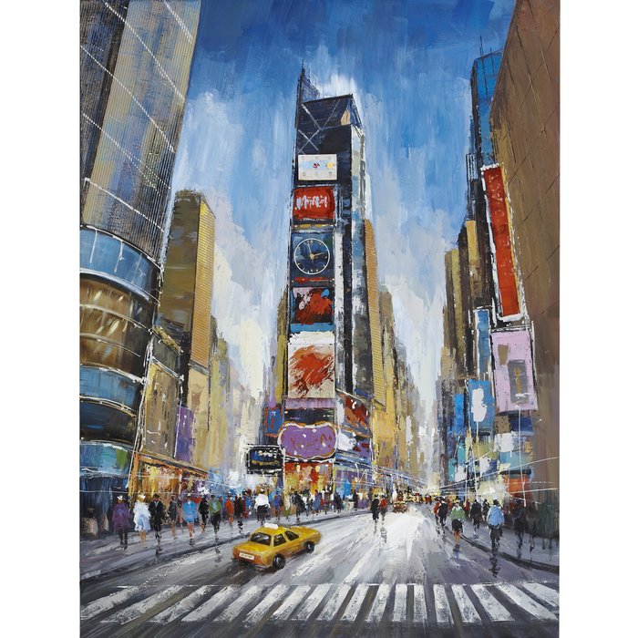 700x700 Majestic Mirror New York Time Square Urban Cityscape Painting - Cityscape Painting