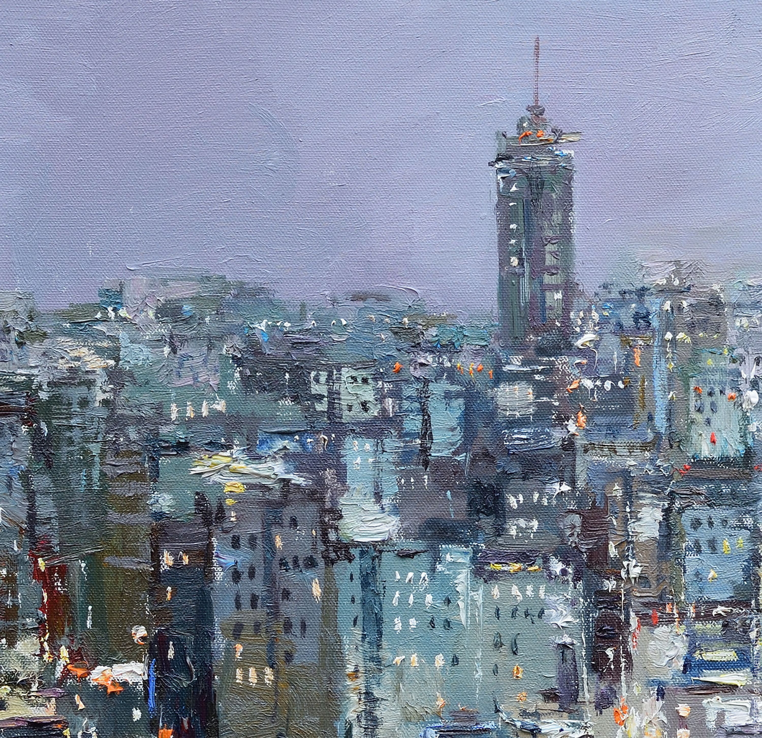 1500x1452 Twilight City - Cityscape Painting
