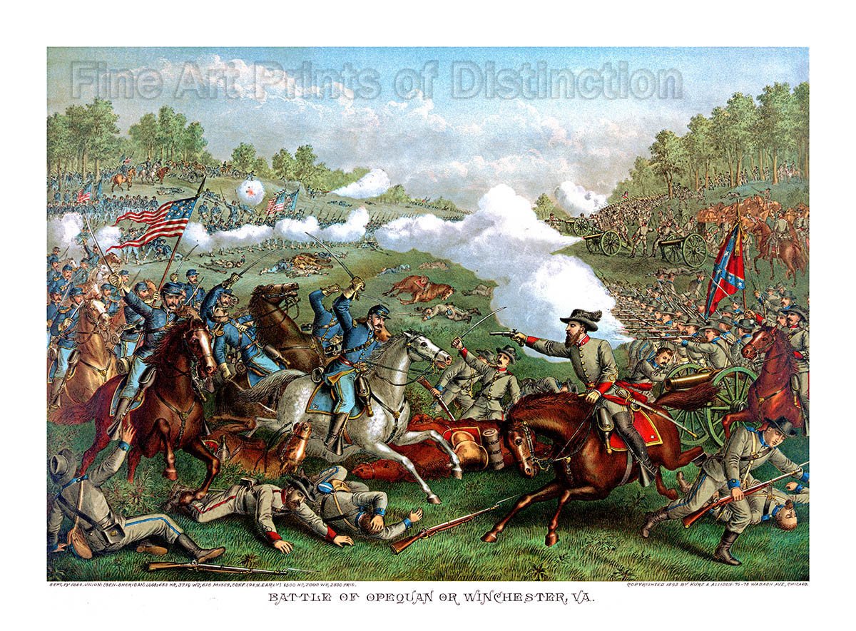 1200x885 Battle Of Opequon Creek Or Winchester Civil War Fine Art Print - Civil War Battle Painting