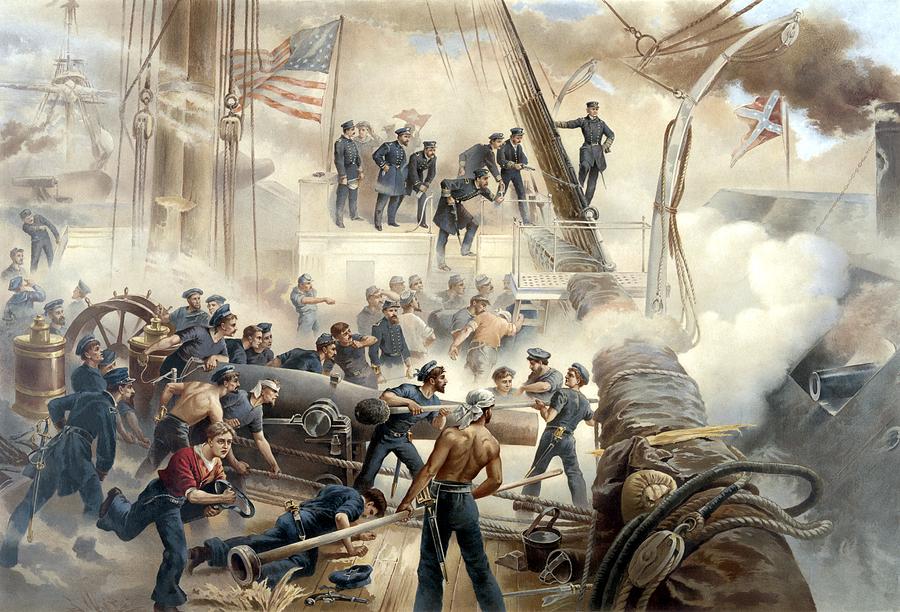 900x612 Civil War Naval Battle Painting By War Is Hell Store - Civil War Battle Painting