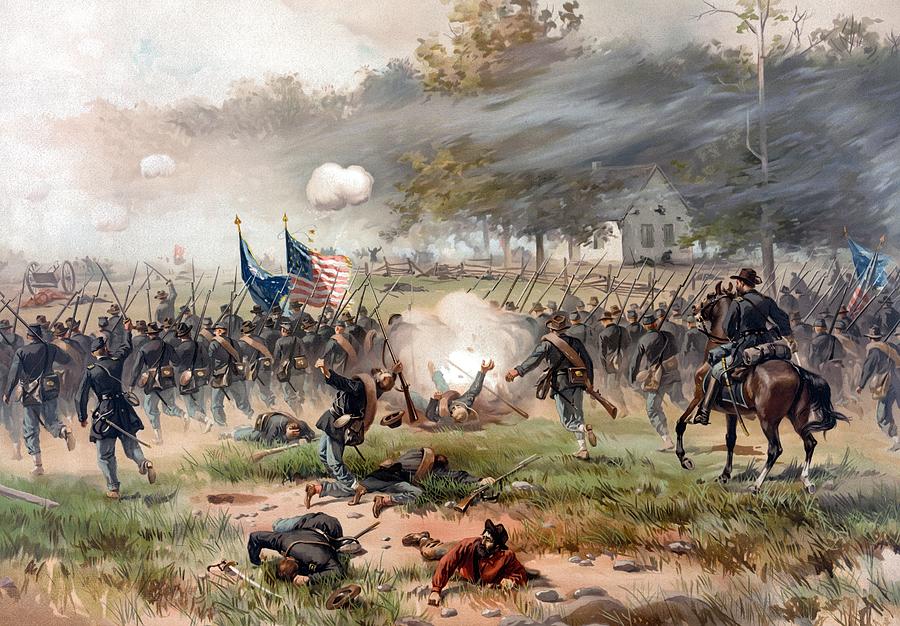 900x626 The Battle Of Antietam Painting By War Is Hell Store - Civil War Battle Painting
