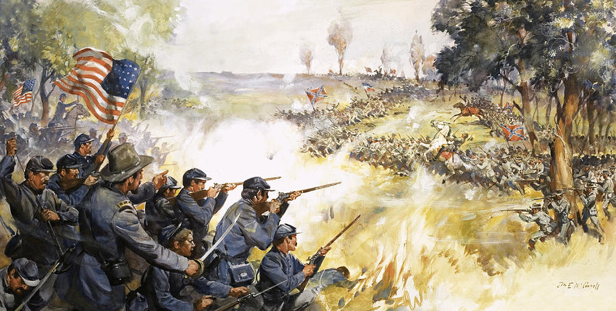 900x454 American Civil War Painting By James Edwin Mcconnell - Civil War Battle Painting