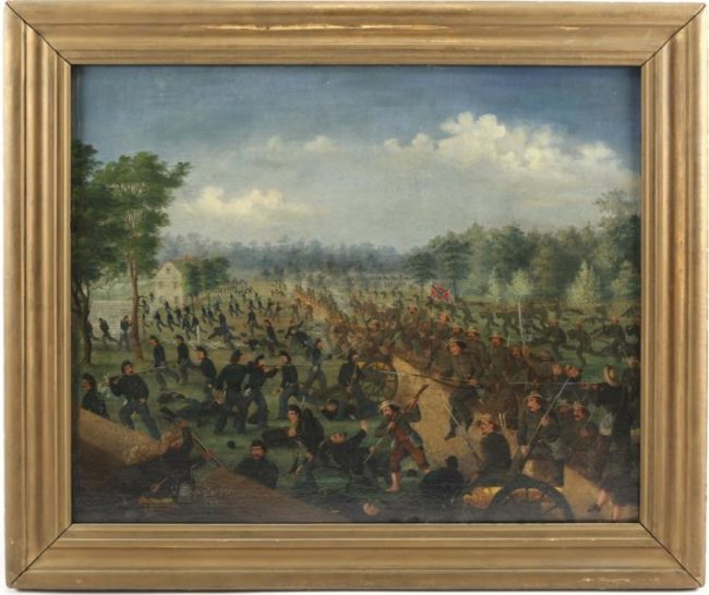 650x546 Historic Civil War Oil Painting By Edward E. Arnold (Attr) 1863 - Civil War Oil Painting