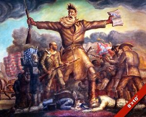 300x240 Us Civil War Guns Amp Religion Folk Art Oil Painting Art Real Canvas - Civil War Oil Painting