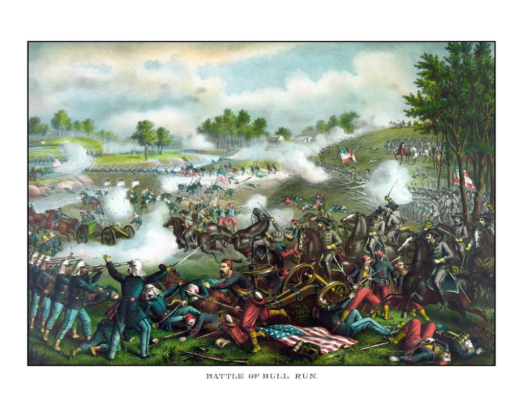 1024x798 Civil War Painting Of Union And Confederate Troops Fighting - Civil War Painting