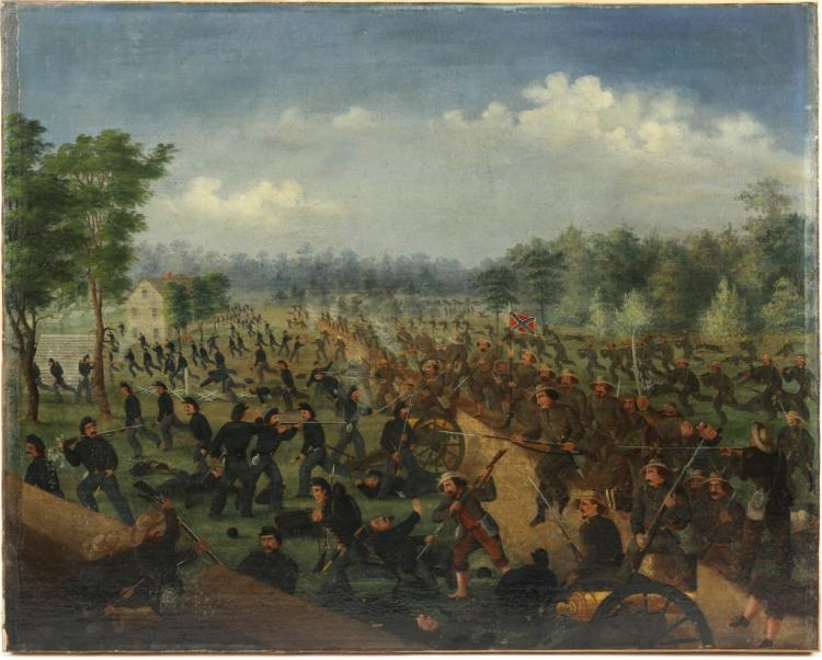 750x602 Historic Civil War Oil Painting By Edward E. Arnold (Attr) 1863 - Civil War Painting
