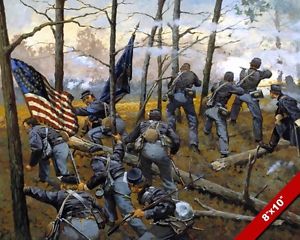 300x240 Us Civil War 9th Infantry At Shiloh Painting Military History Art - Civil War Painting