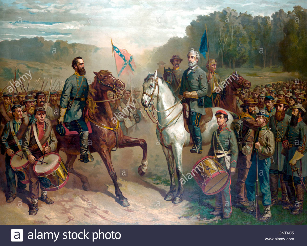 1300x1040 Vintage Civil War Color Painting Of General Robert E. Lee - Civil War Painting