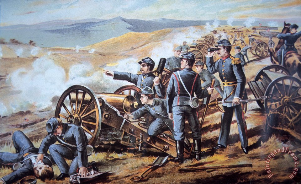 960x586 American School Federal Field Artillery In Action During - Civil War Painting