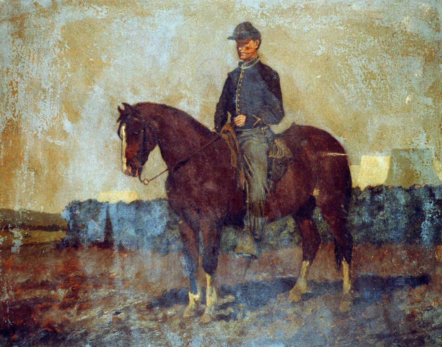 1488x1171 Painting Of Civil War Soldier On Horse - Civil War Soldier Painting