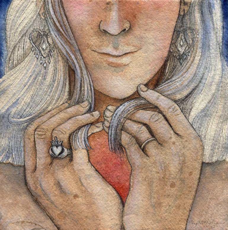770x775 Saatchi Art Woman With Claddagh Ring (Self Portrait) Painting By - Claddagh Painting