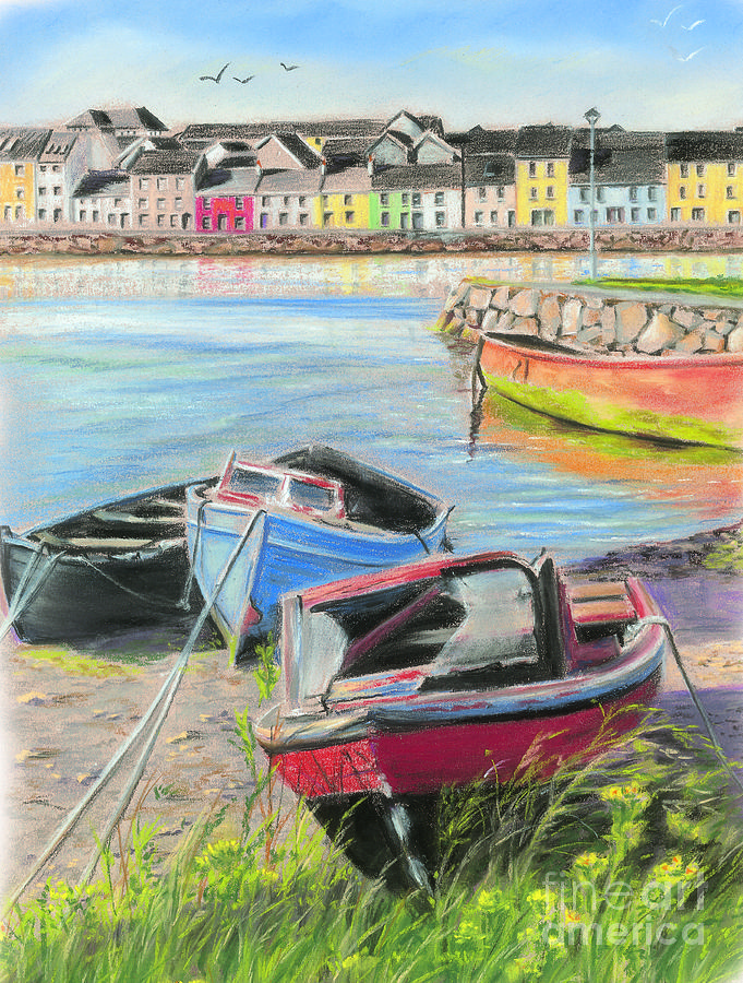 681x900 The Long Walk Galway As Viewed From The Claddagh Painting By Vanda - Claddagh Painting