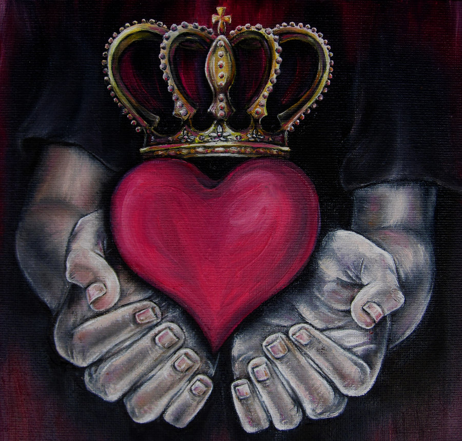 900x860 With These Hands I Give You My Heart ' By Misscosettepontmercy - Claddagh Painting