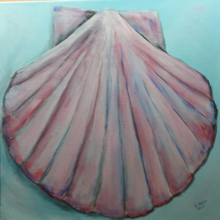 900x900 Pink Clam Shell Painting By Douglas Harn - Clam Shell Painting