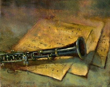 425x339 Clarinet By Artist Hall Groat Ii, - Clarinet Painting