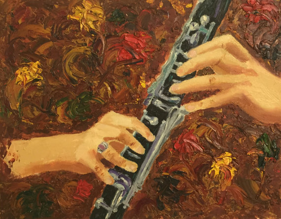 570x444 Items Similar To Festive Oil Painting Depicting Clarinet Player - Clarinet Painting
