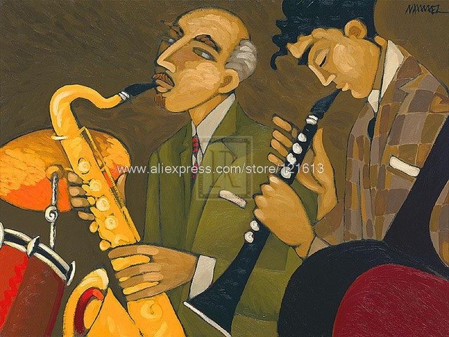640x480 Marsha Hammel Sax Clarinet Music Painting Or Various Sizes Hand - Clarinet Painting