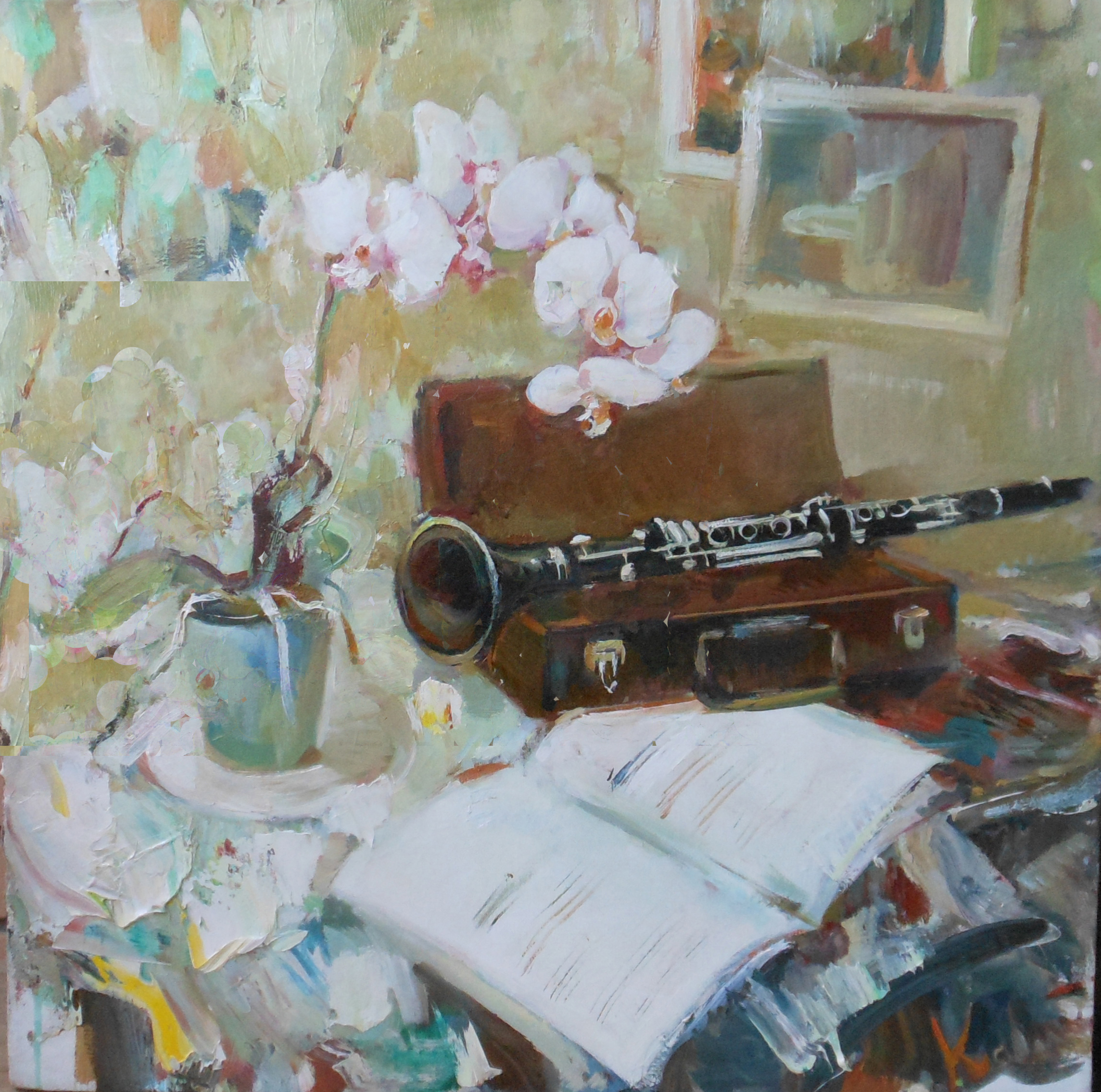 2289x2271 Oil Paintings Sale Online. Tatyana Kalin. Realism Professional - Clarinet Painting