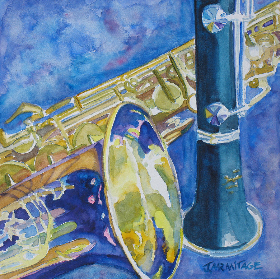 900x897 Reeds Between Sets Painting By Jenny Armitage - Clarinet Painting