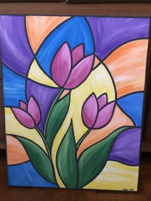 300x400 Rohrbach's Farm Paint Class Stained Glass Tulips - Class Painting