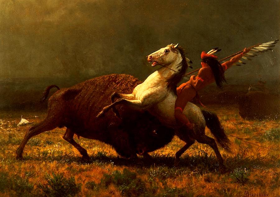 900x633 Last Of The Buffalo Hunt Painting By Albert Bierstadt - Classic American Painting